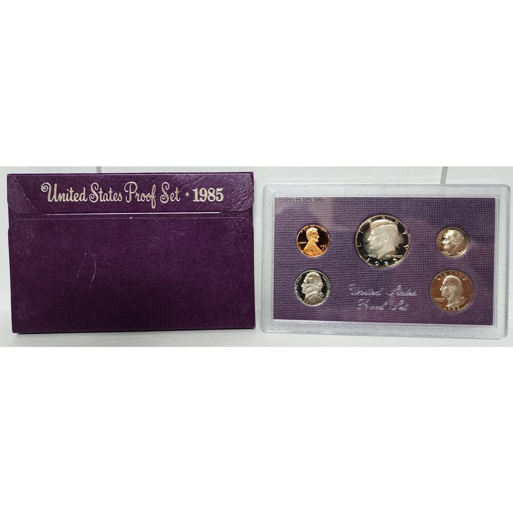 1985‑S U.S. Mint Proof Set • 5‑Coin Clad • Original Box • Brilliant Deep Proofs